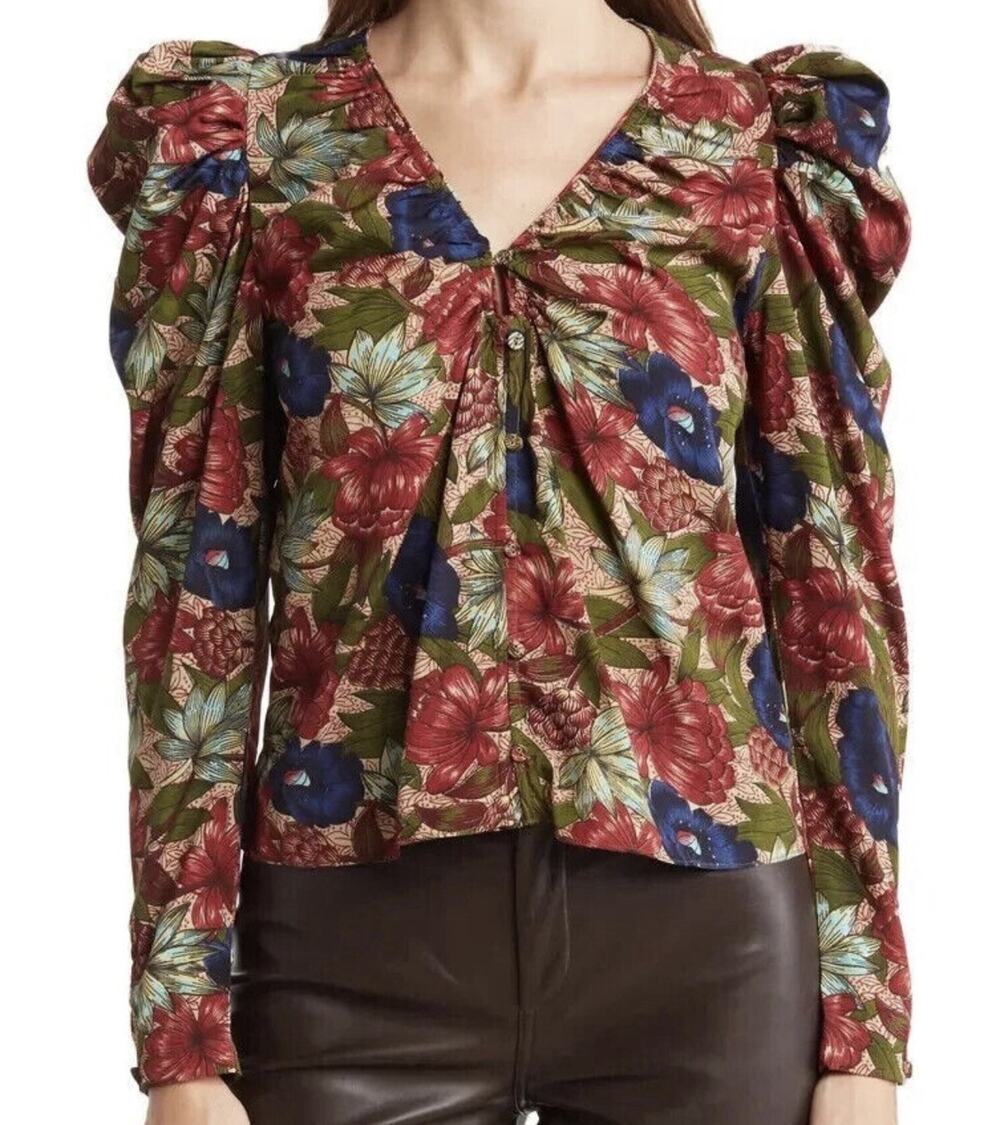 Walter Baker Vanessa Puff Long Sleeve Blouse Size Small